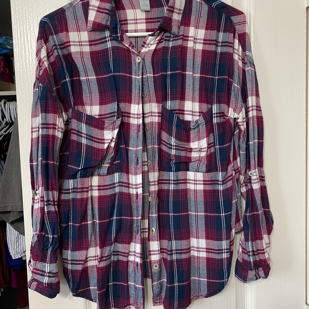 Navy and pink flannel